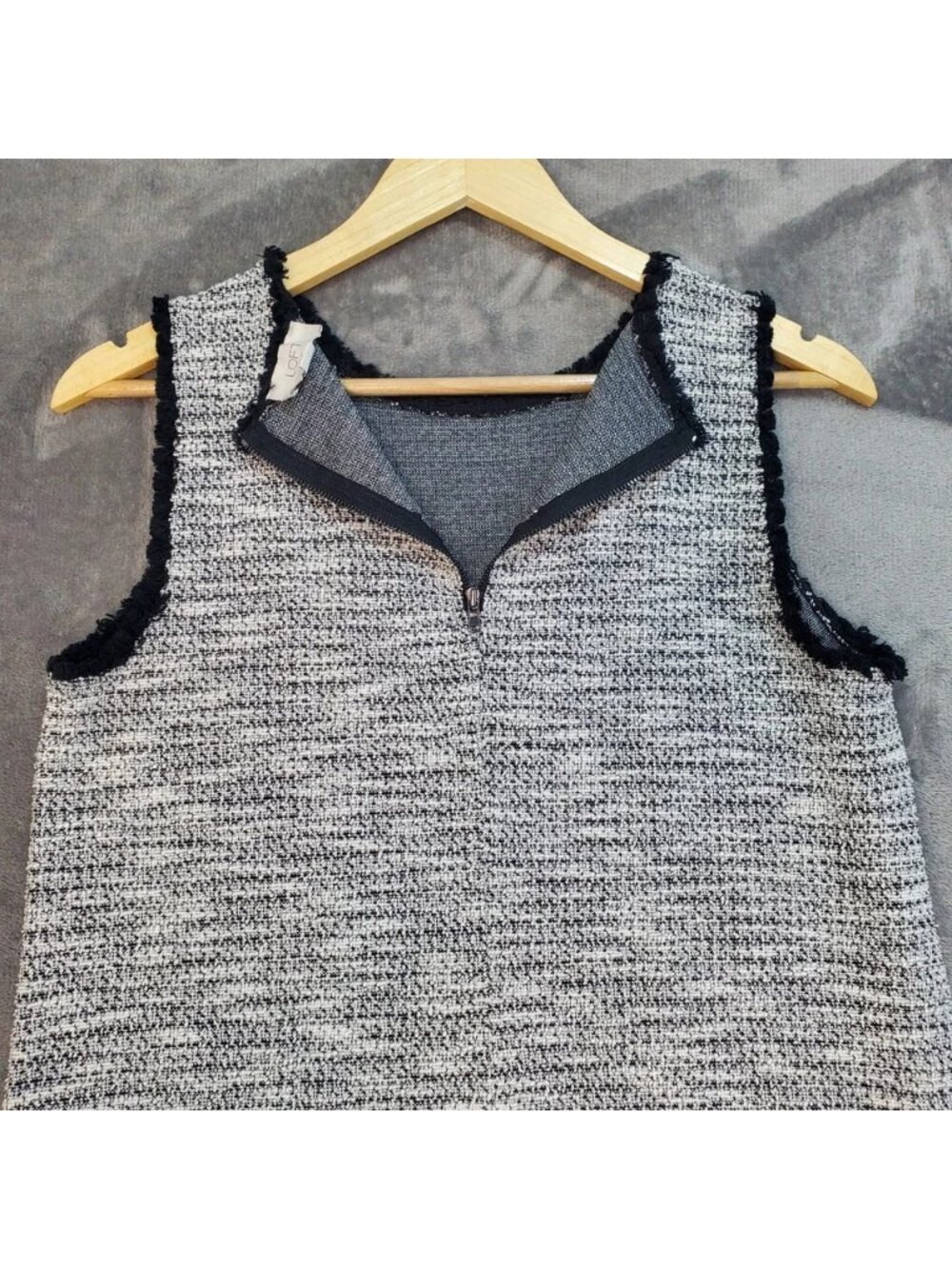 Loft Womens Tweed Shift Dress Size M Black White Sleeveless Preppy Retro Party - Picture 6 of 13